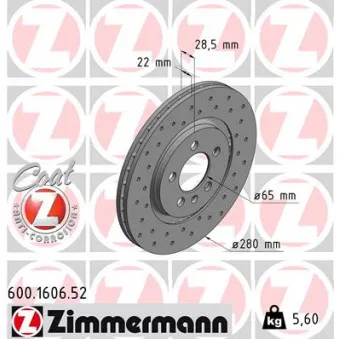 Jeu de 2 disques de frein avant ZIMMERMANN 600.1606.52
