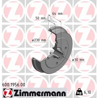 Tambour de frein ZIMMERMANN 600.1956.00