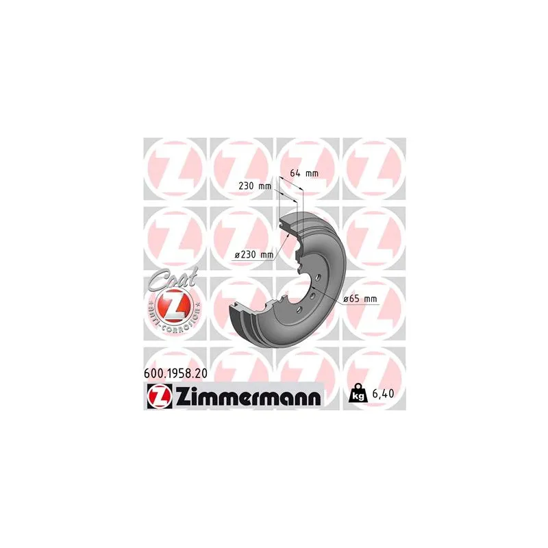 Tambour de frein ZIMMERMANN 600.1958.20