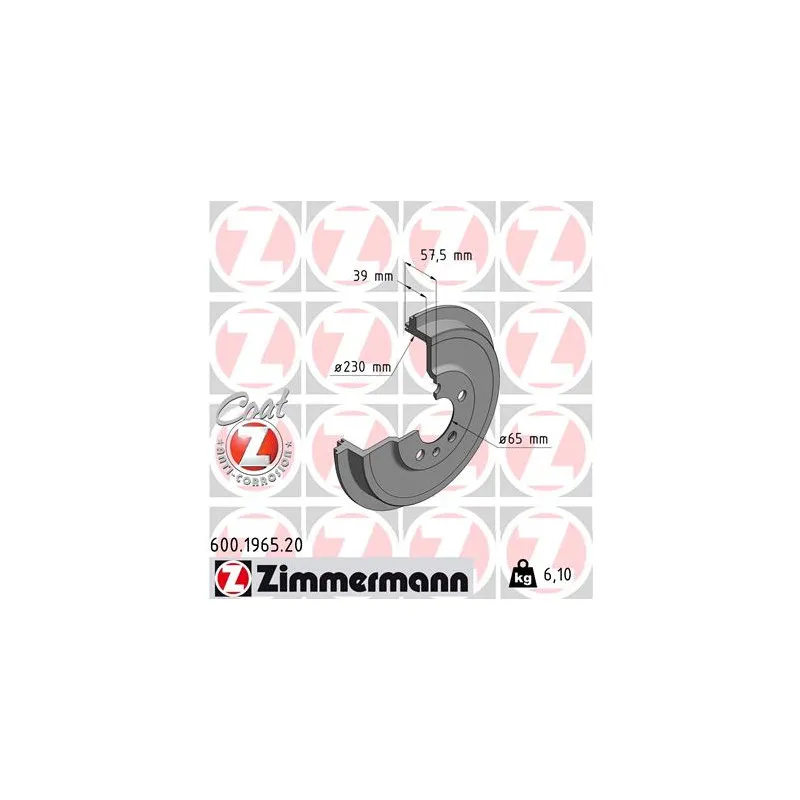 Tambour de frein ZIMMERMANN 600.1965.20