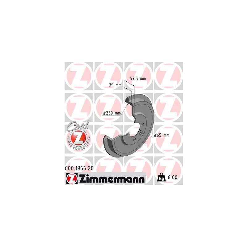 Tambour de frein ZIMMERMANN 600.1966.20