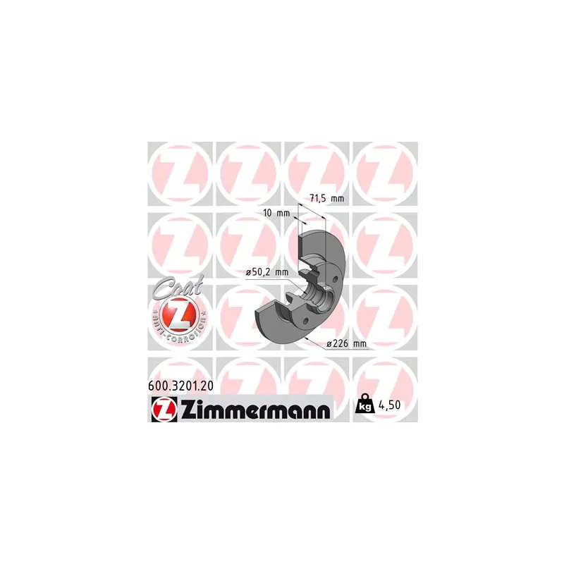 Jeu de 2 disques de frein arrière ZIMMERMANN 600.3201.20