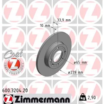 Jeu de 2 disques de frein avant ZIMMERMANN 600.3204.20