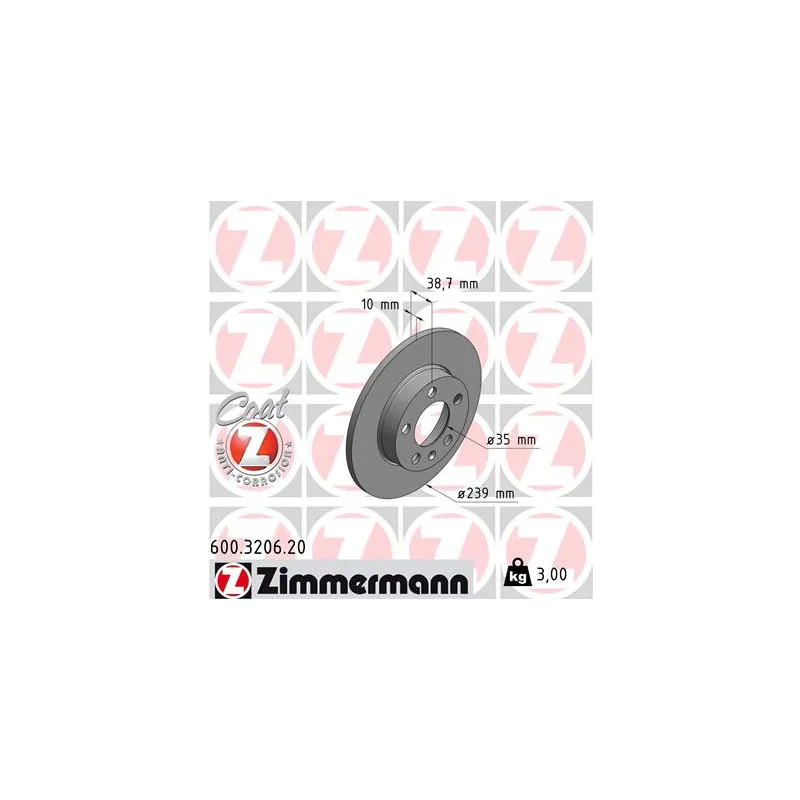 Jeu de 2 disques de frein arrière ZIMMERMANN 600.3206.20