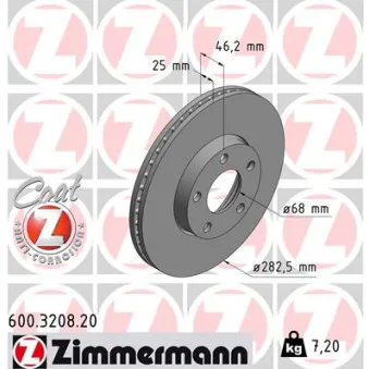Jeu de 2 disques de frein avant ZIMMERMANN 600.3208.20