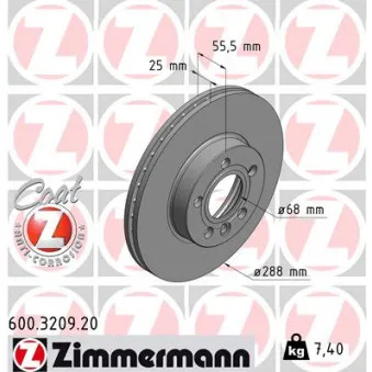 Jeu de 2 disques de frein avant ZIMMERMANN 600.3209.20