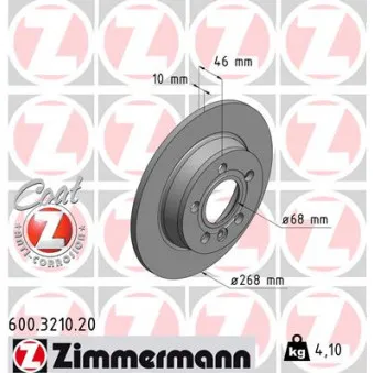 Jeu de 2 disques de frein arrière ZIMMERMANN 600.3210.20