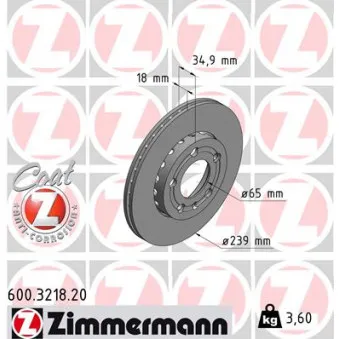 Jeu de 2 disques de frein avant ZIMMERMANN 600.3218.20