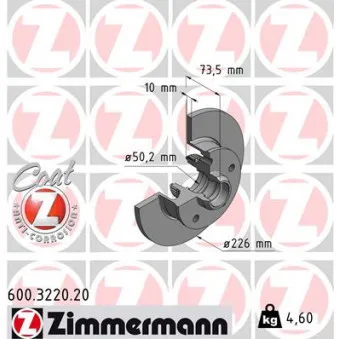 Jeu de 2 disques de frein arrière ZIMMERMANN 600.3220.20