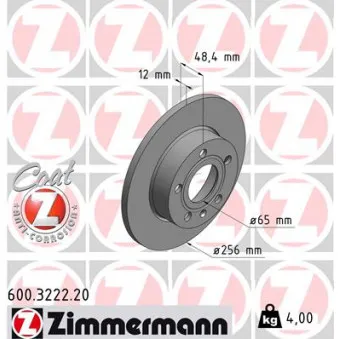Jeu de 2 disques de frein arrière ZIMMERMANN 600.3222.20
