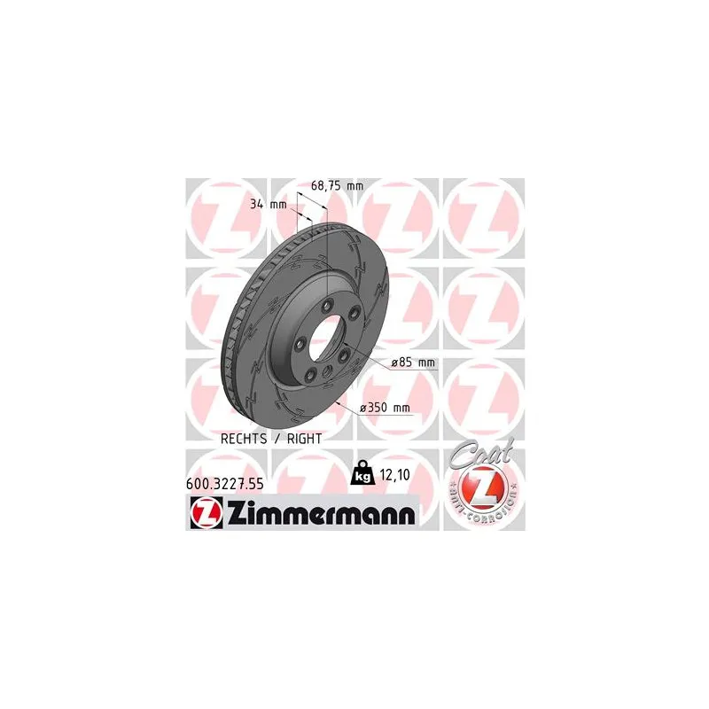 Disque de frein avant droit ZIMMERMANN 600.3227.55