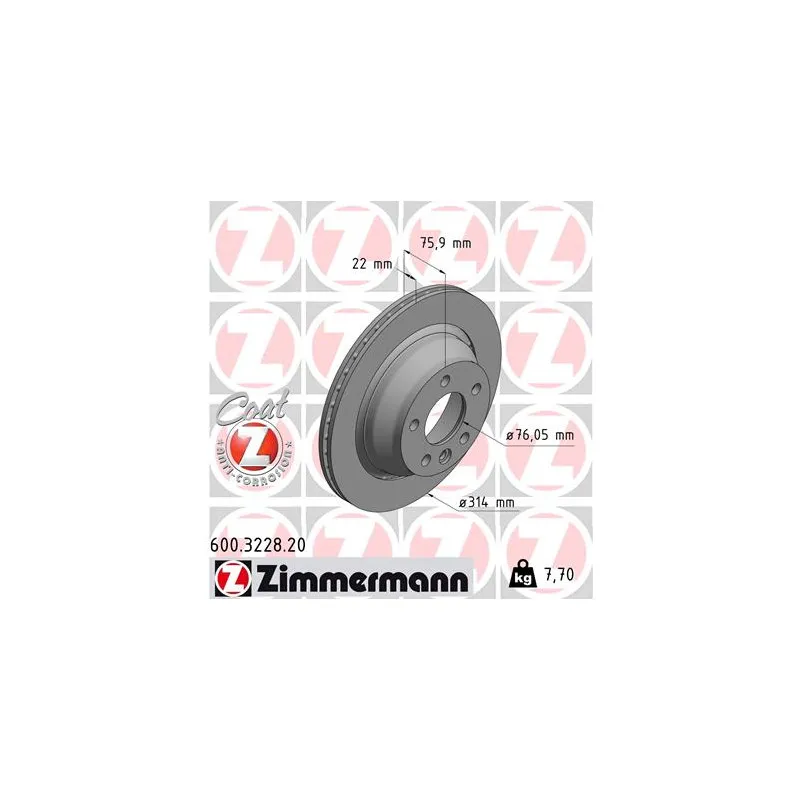 Jeu de 2 disques de frein arrière ZIMMERMANN 600.3228.20