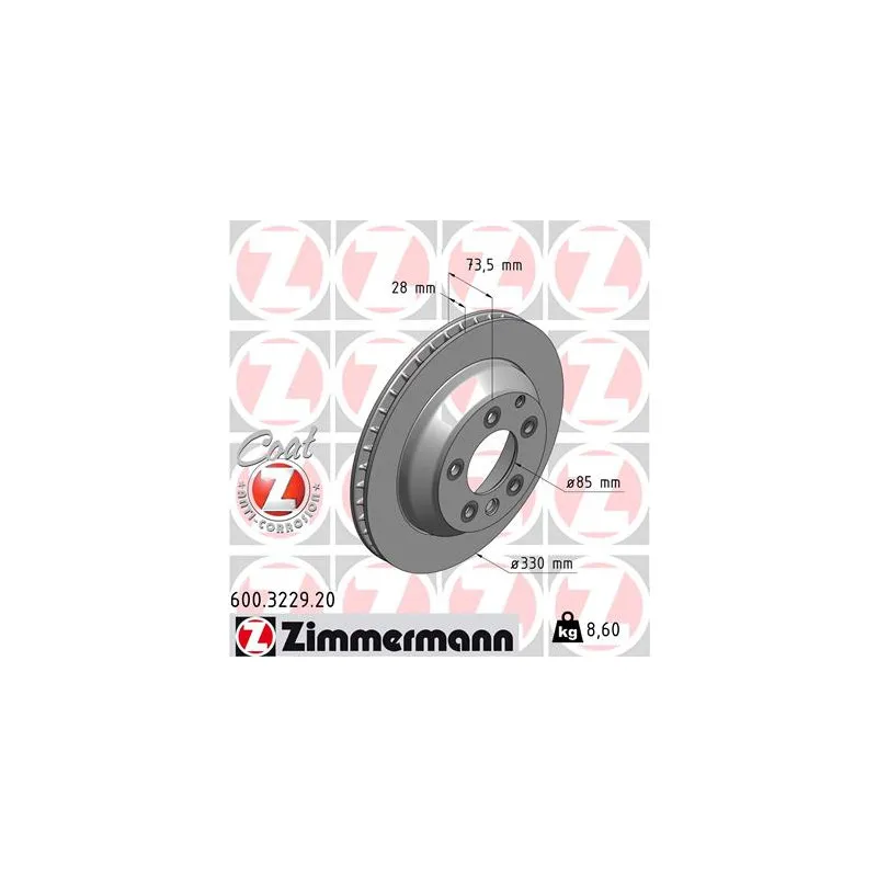 Jeu de 2 disques de frein arrière ZIMMERMANN 600.3229.20