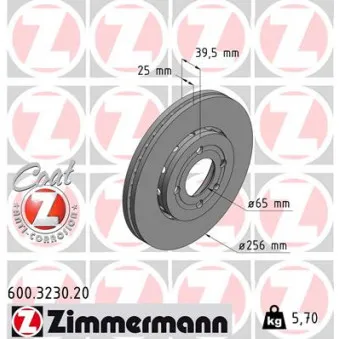 Jeu de 2 disques de frein avant ZIMMERMANN 600.3230.20