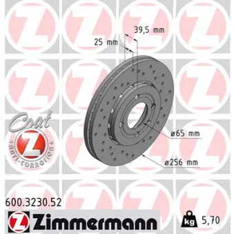 Jeu de 2 disques de frein avant ZIMMERMANN 600.3230.52
