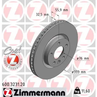 Jeu de 2 disques de frein avant ZIMMERMANN 600.3231.20