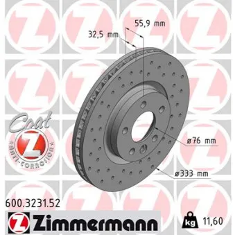 Jeu de 2 disques de frein avant ZIMMERMANN 600.3231.52