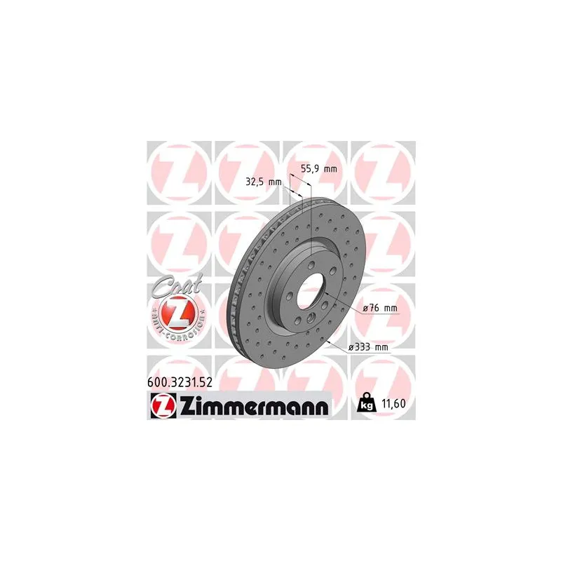 Jeu de 2 disques de frein avant ZIMMERMANN 600.3231.52