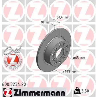 Jeu de 2 disques de frein arrière ZIMMERMANN 600.3234.20