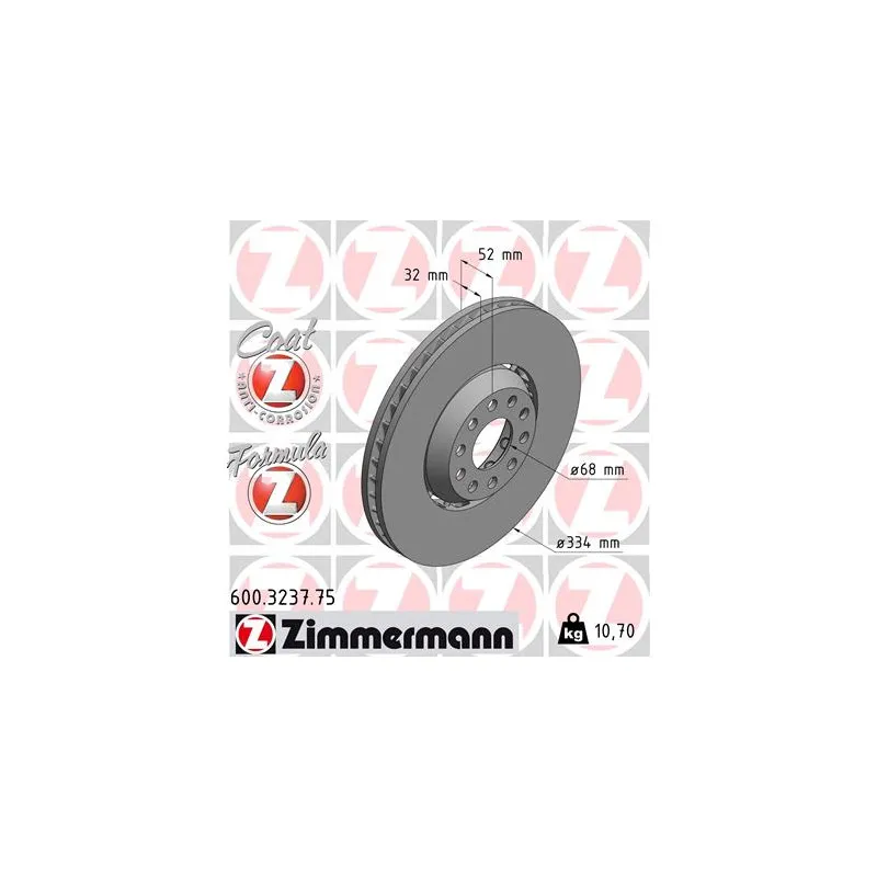 Disque de frein avant gauche ZIMMERMANN 600.3237.75
