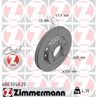 Jeu de 2 disques de frein arrière ZIMMERMANN 600.3240.20