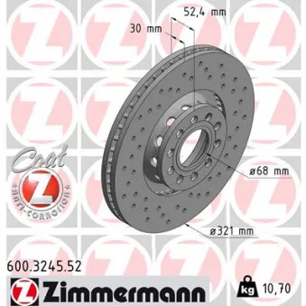 Jeu de 2 disques de frein avant ZIMMERMANN 600.3245.52