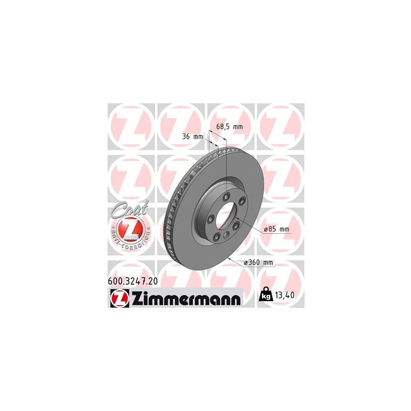 Disque de frein avant gauche ZIMMERMANN 600.3247.20