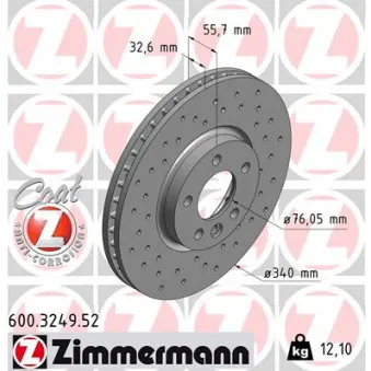 Jeu de 2 disques de frein avant ZIMMERMANN 600.3249.52