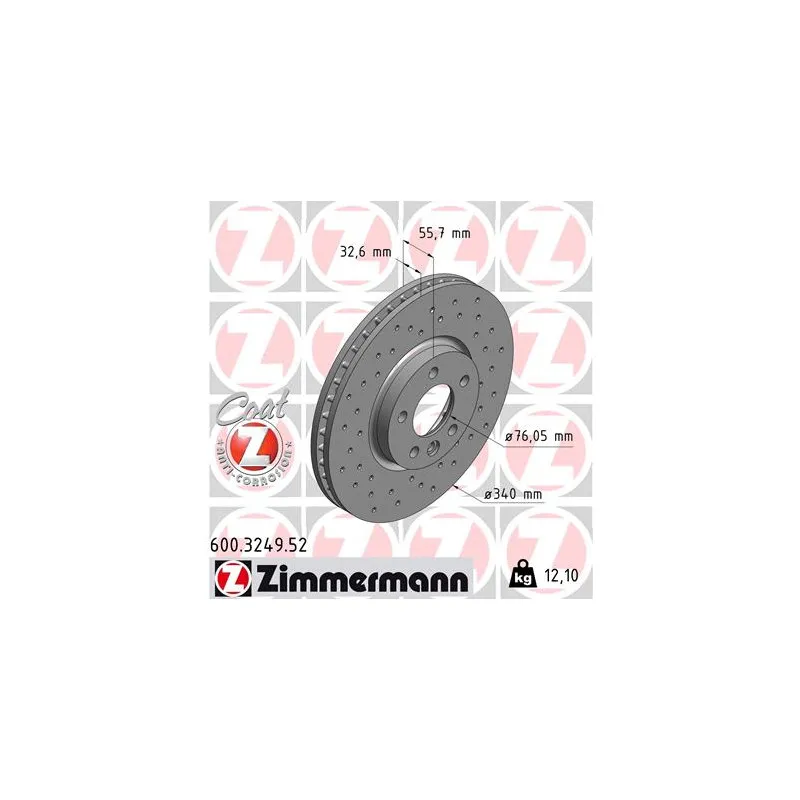 Jeu de 2 disques de frein avant ZIMMERMANN 600.3249.52