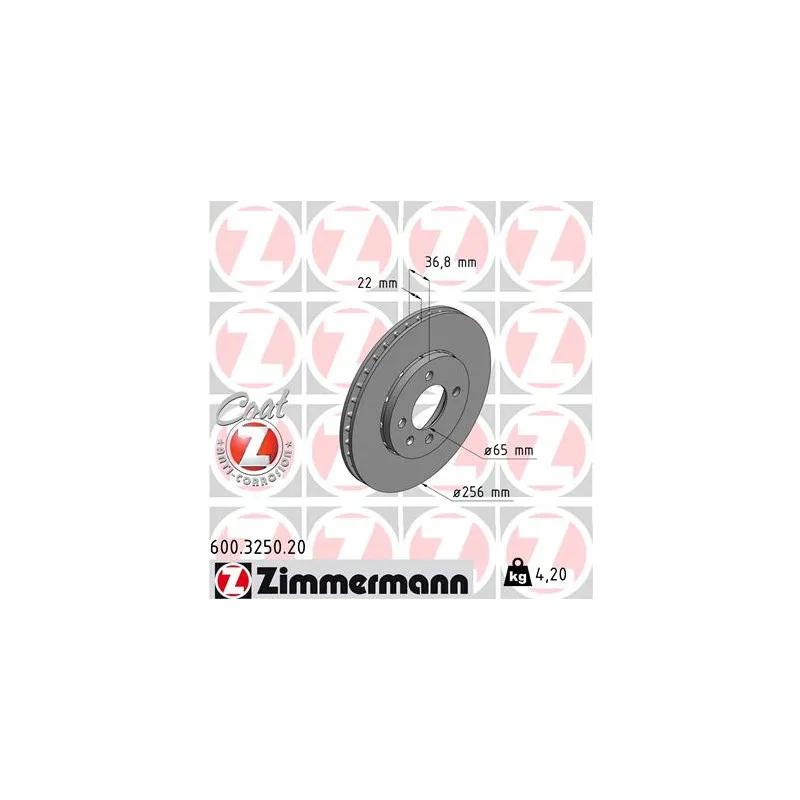 Jeu de 2 disques de frein avant ZIMMERMANN 600.3250.20