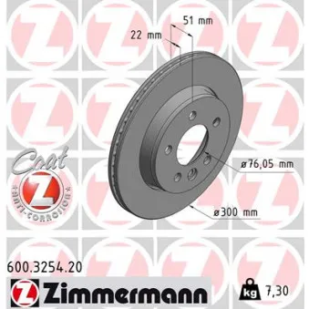 Jeu de 2 disques de frein arrière ZIMMERMANN 600.3254.20