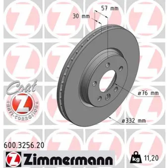 Jeu de 2 disques de frein avant ZIMMERMANN 600.3256.20