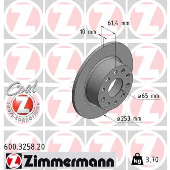Jeu de 2 disques de frein arrière ZIMMERMANN 600.3258.20