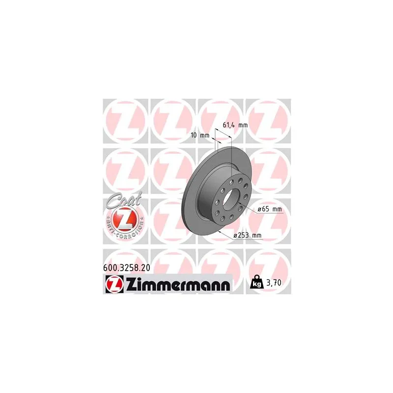 Jeu de 2 disques de frein arrière ZIMMERMANN 600.3258.20