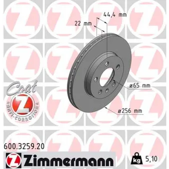 Jeu de 2 disques de frein avant ZIMMERMANN 600.3259.20