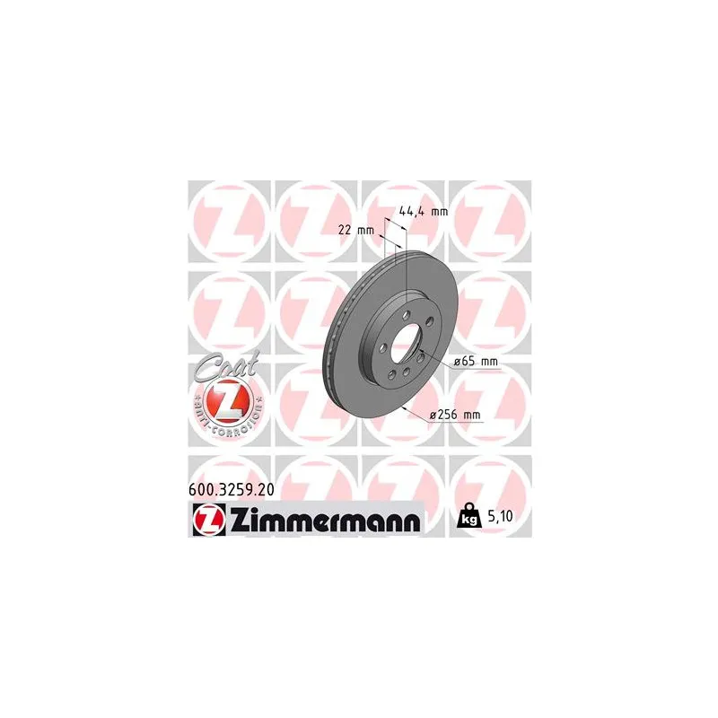 Jeu de 2 disques de frein avant ZIMMERMANN 600.3259.20