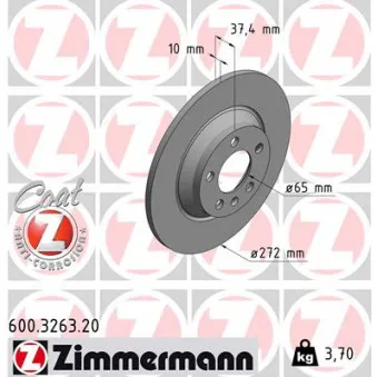 Jeu de 2 disques de frein arrière ZIMMERMANN 600.3263.20