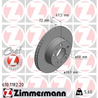 Jeu de 2 disques de frein arrière ZIMMERMANN 610.1182.20