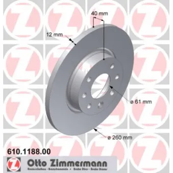 Jeu de 2 disques de frein avant ZIMMERMANN 610.1188.00