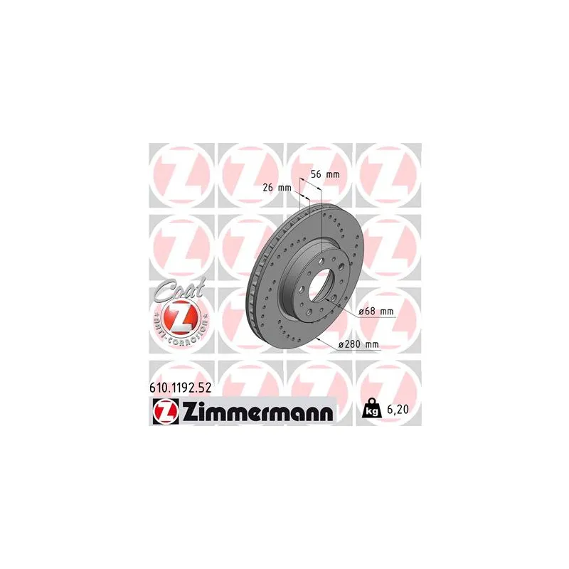 Jeu de 2 disques de frein avant ZIMMERMANN 610.1192.52