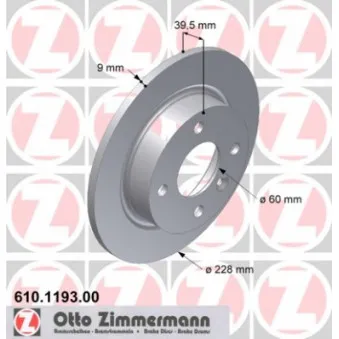 Jeu de 2 disques de frein arrière ZIMMERMANN 610.1193.00
