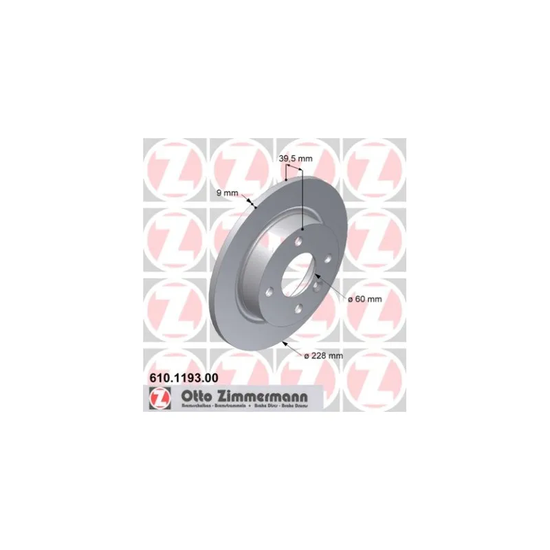 Jeu de 2 disques de frein arrière ZIMMERMANN 610.1193.00