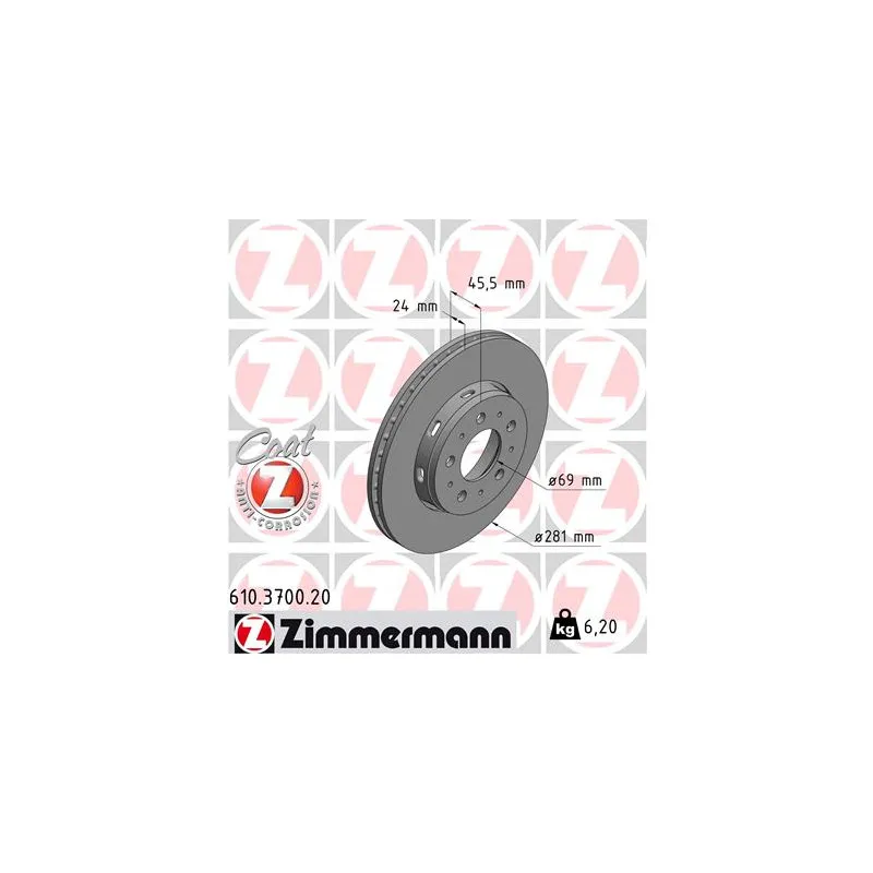 Jeu de 2 disques de frein avant ZIMMERMANN 610.3700.20