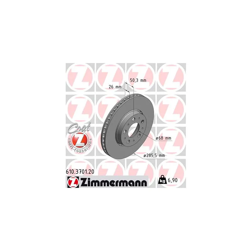 Jeu de 2 disques de frein avant ZIMMERMANN 610.3701.20