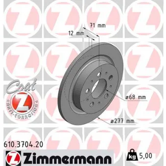 Jeu de 2 disques de frein arrière ZIMMERMANN 610.3704.20