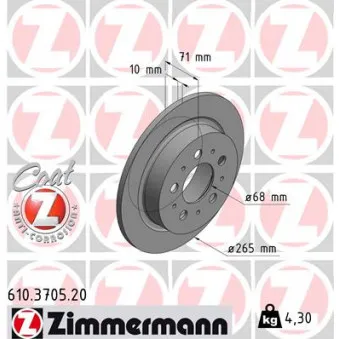 Jeu de 2 disques de frein arrière ZIMMERMANN 610.3705.20