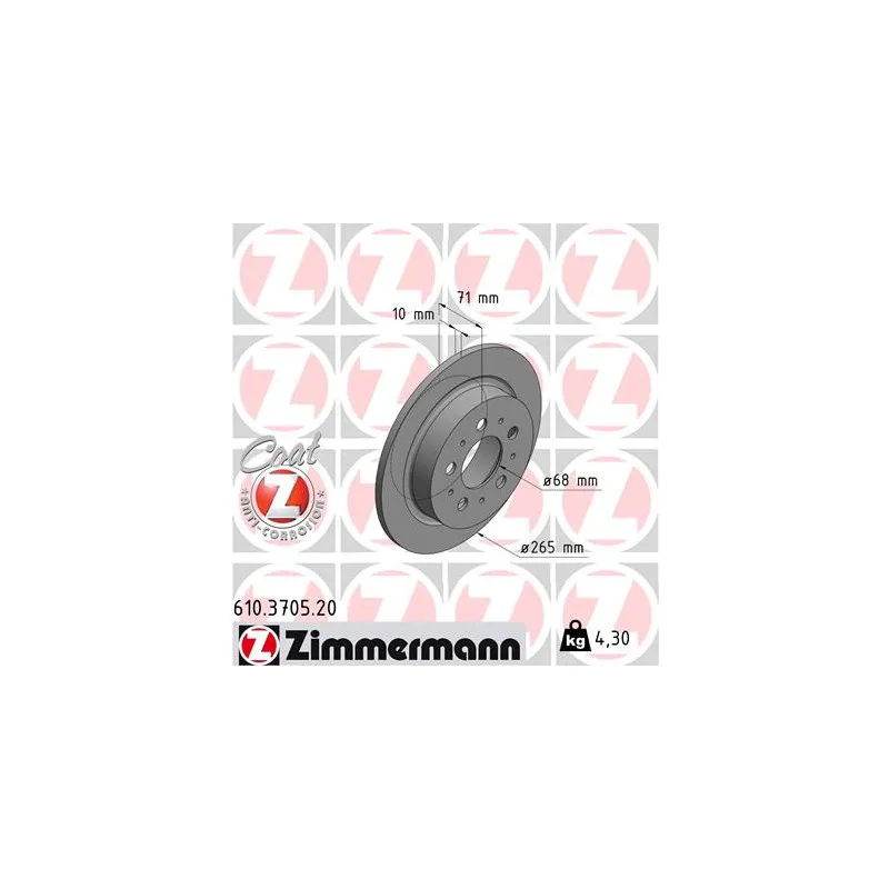 Jeu de 2 disques de frein arrière ZIMMERMANN 610.3705.20