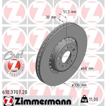 Jeu de 2 disques de frein avant ZIMMERMANN 610.3707.20