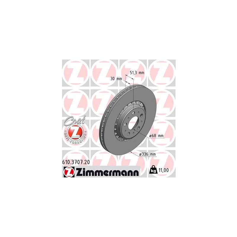 Jeu de 2 disques de frein avant ZIMMERMANN 610.3707.20