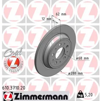 Jeu de 2 disques de frein arrière ZIMMERMANN 610.3710.20
